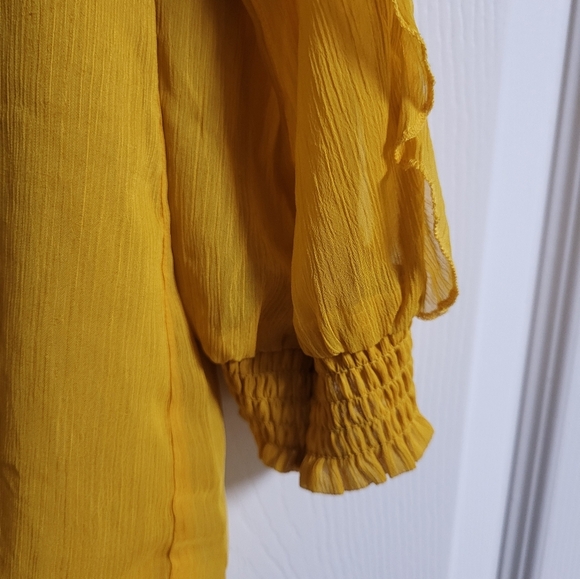 NWT Cato Women's Yellow Ruffle Sheer Blouse Size M - Picture 3 of 8